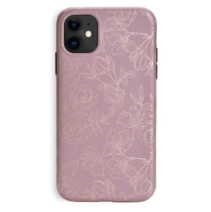 Dusty Rose Chrome Floral iPhone Case