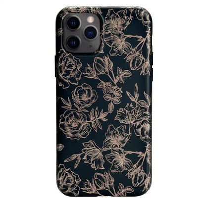 Floral Rose Gold Chrome iPhone Case