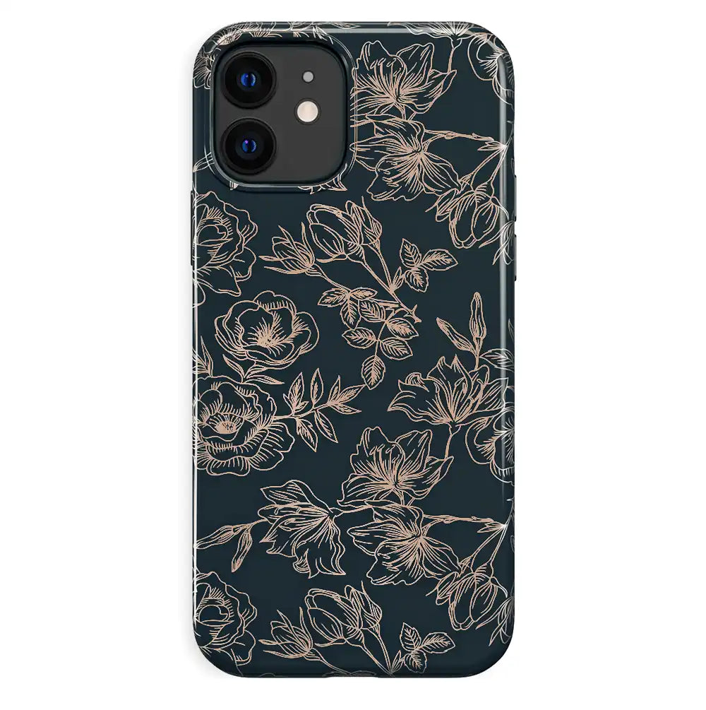 Floral Rose Gold Chrome iPhone Case