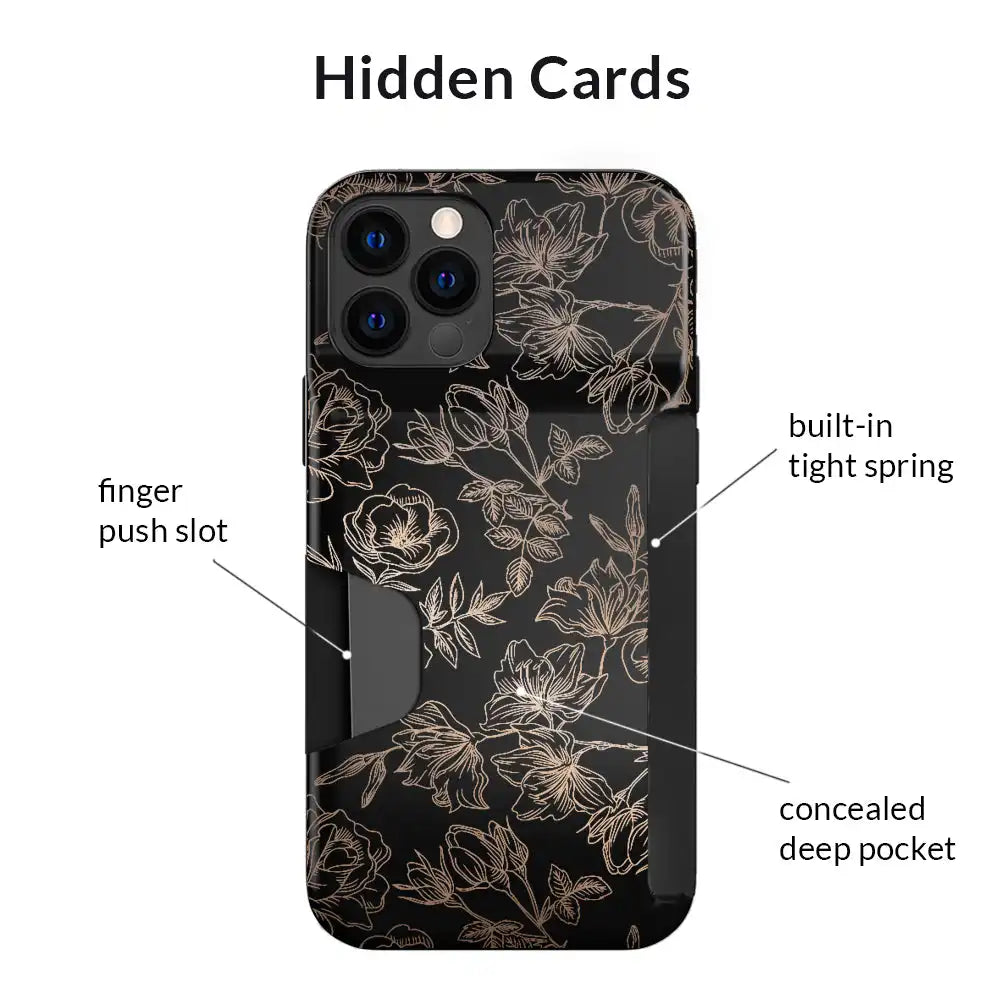 Floral Rose Gold iPhone Wallet Case