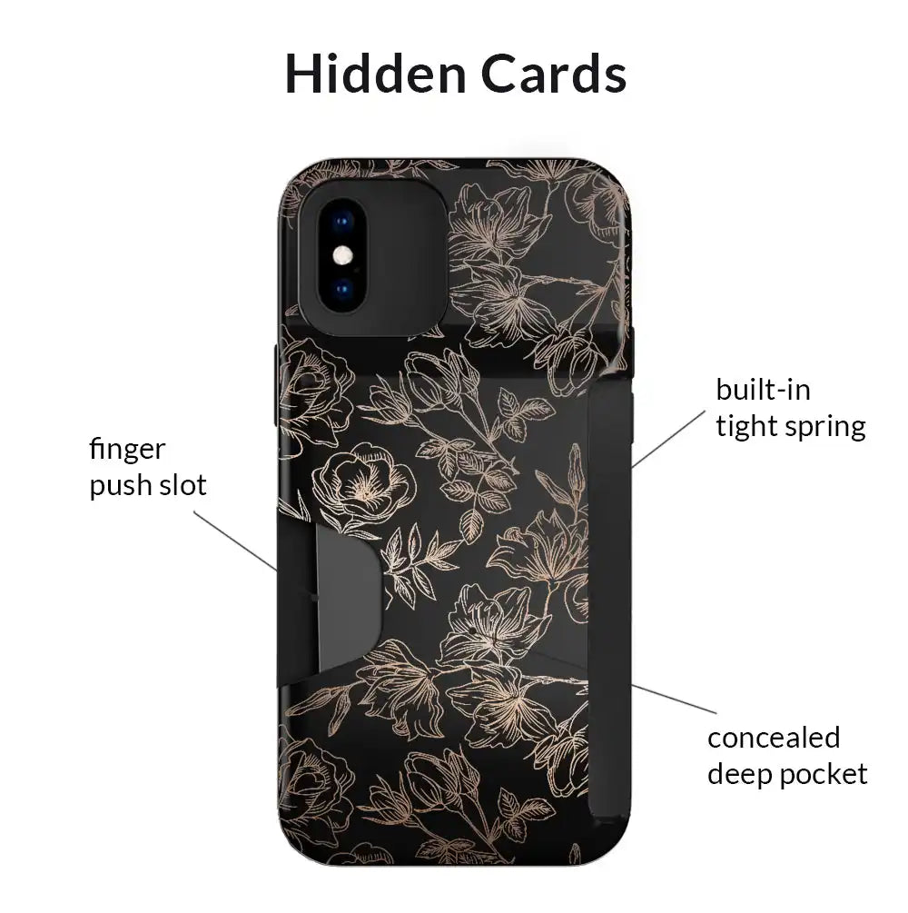 Floral Rose Gold iPhone Wallet Case