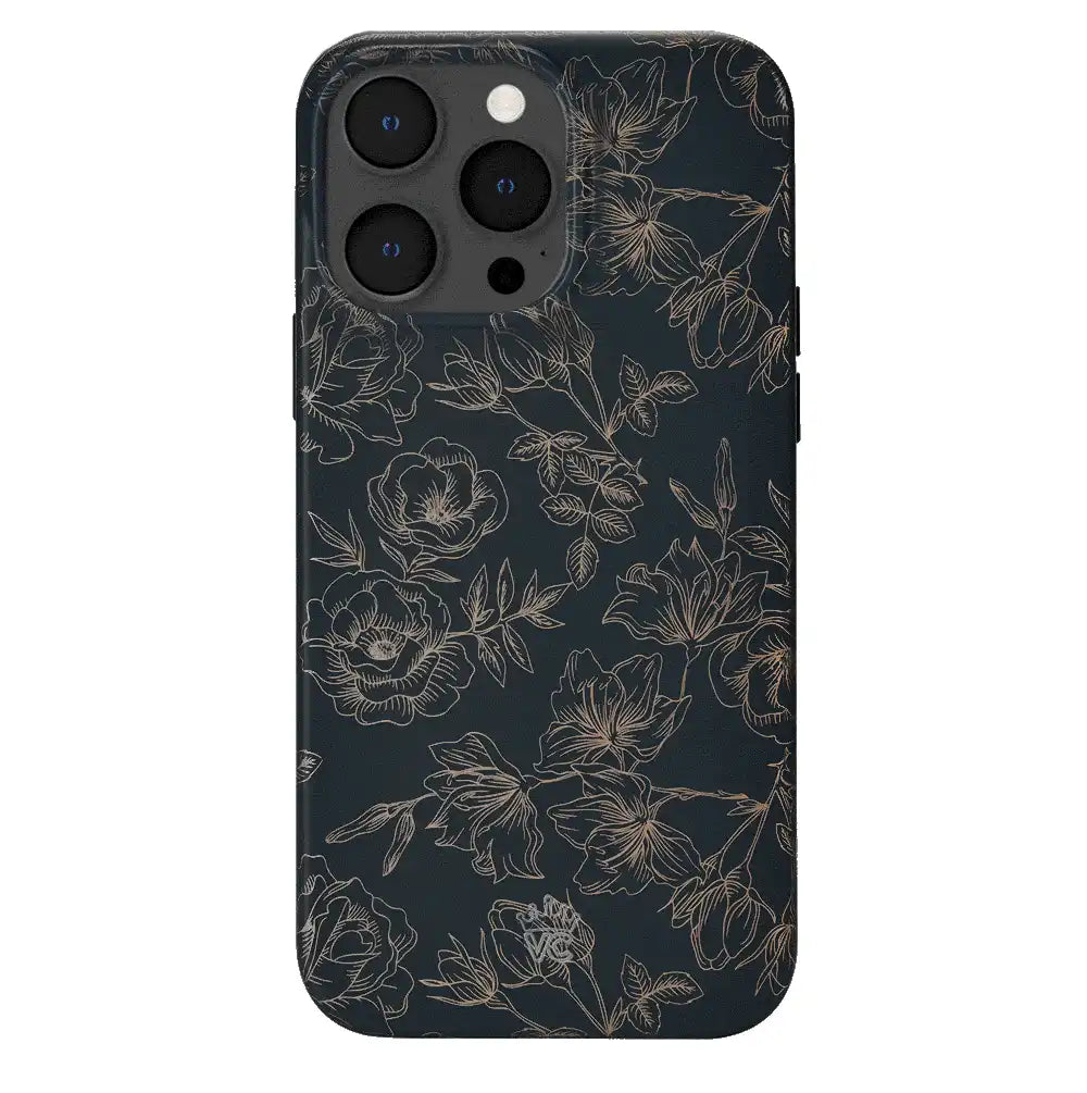 Floral Rose Gold Chrome iPhone Case