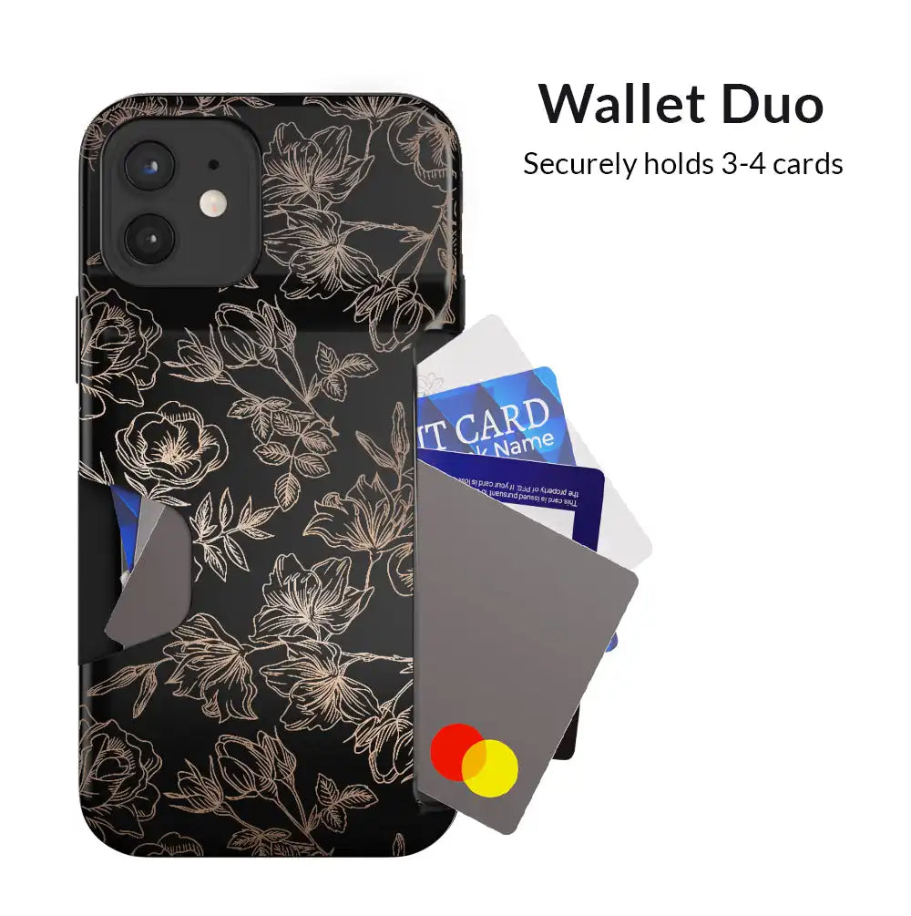 Floral Rose Gold iPhone Wallet Case