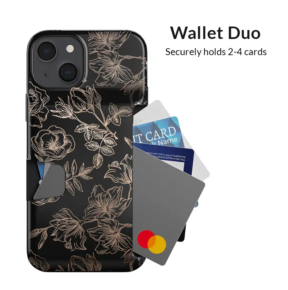 Floral Rose Gold iPhone Wallet Case