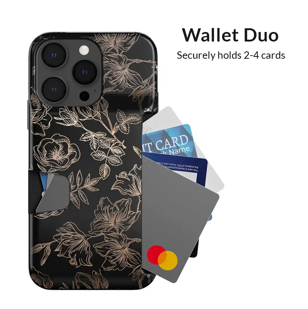 Floral Rose Gold iPhone Wallet Case