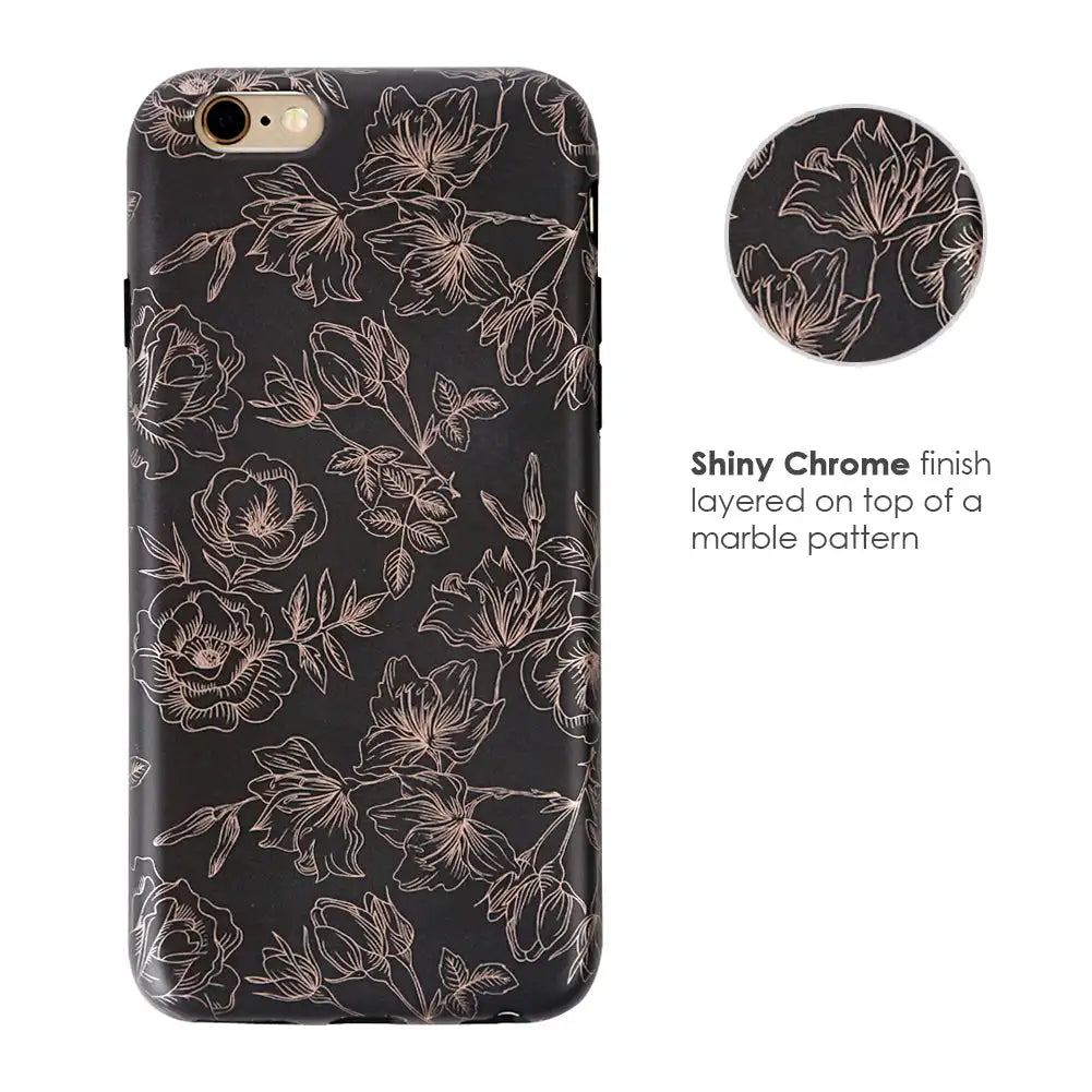 Floral Rose Gold Chrome iPhone Case