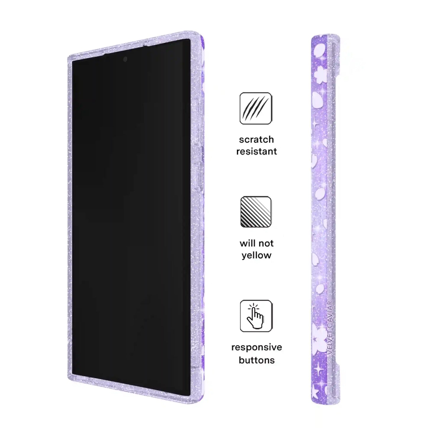 Lavender Cherry Blossom Glitter Samsung Case