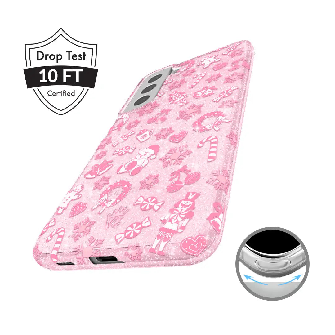 Pink Christmas Glitter Samsung Case