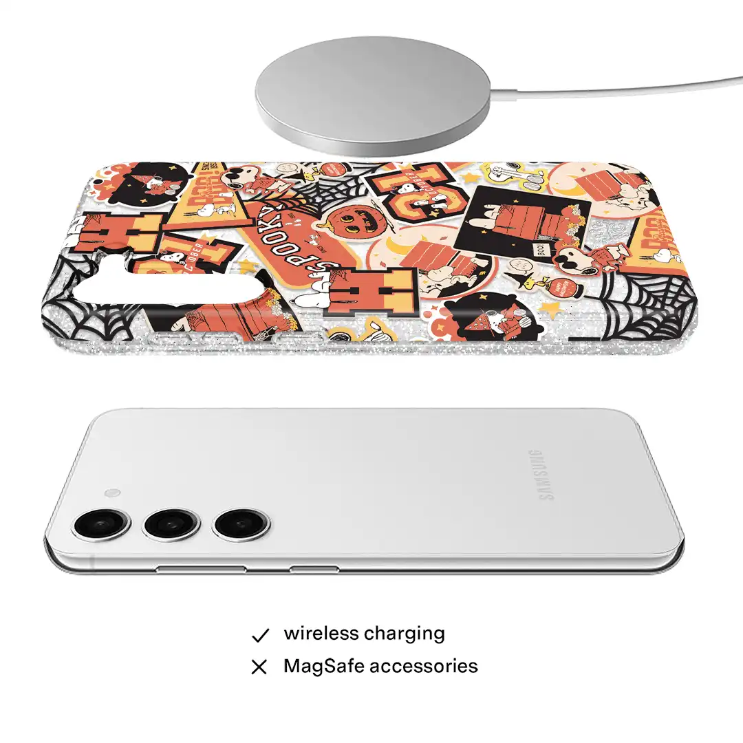 Snoopy Halloween Varsity Glitter Samsung Case