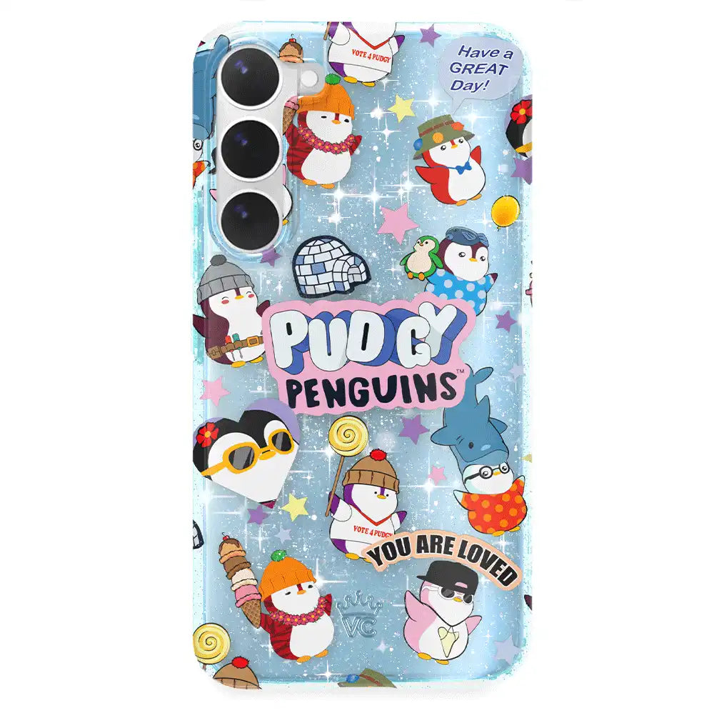 Pudgy Penguins Iceberg Glitter Samsung Case