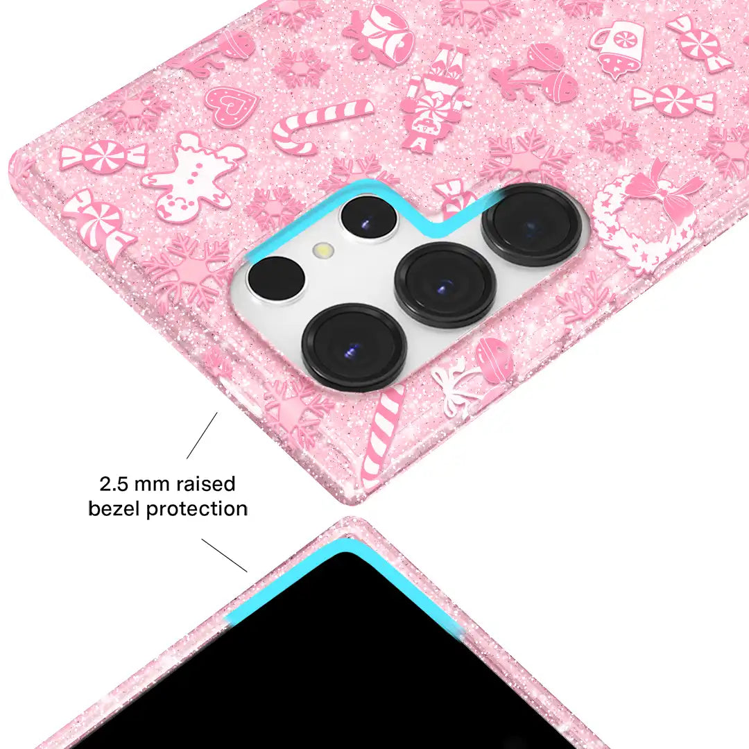 Pink Christmas Glitter Samsung Case
