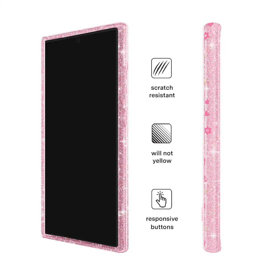Pink Hanukkah Glitter Samsung Case