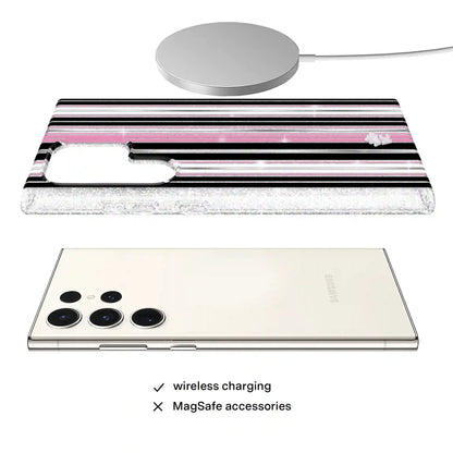 Pretty Punk Stripes Glitter Samsung Case