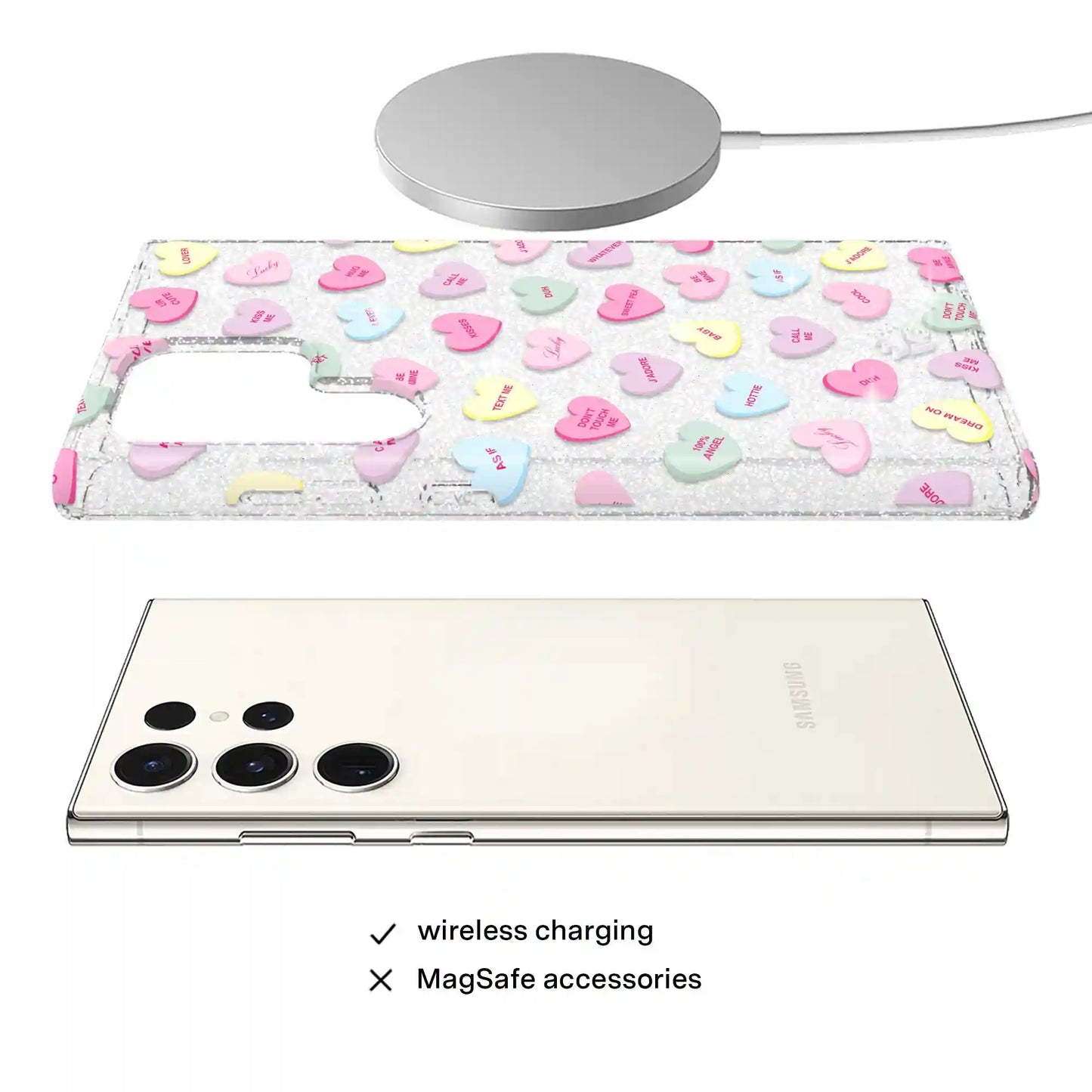Sweet Hearts Glitter Samsung Case