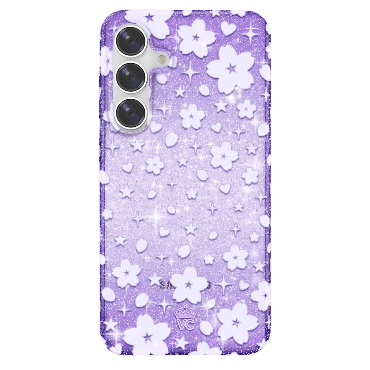 Lavender Cherry Blossom Glitter Samsung Case