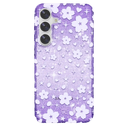 Lavender Cherry Blossom Glitter Samsung Case