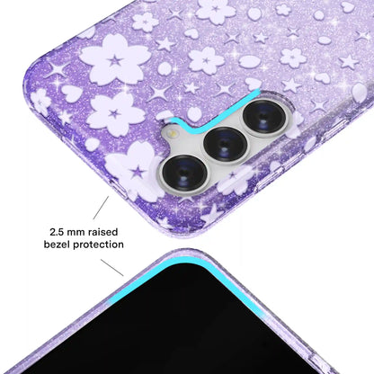 Lavender Cherry Blossom Glitter Samsung Case