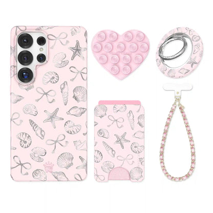 Pink Coastal Seashells Samsung Bundle Set