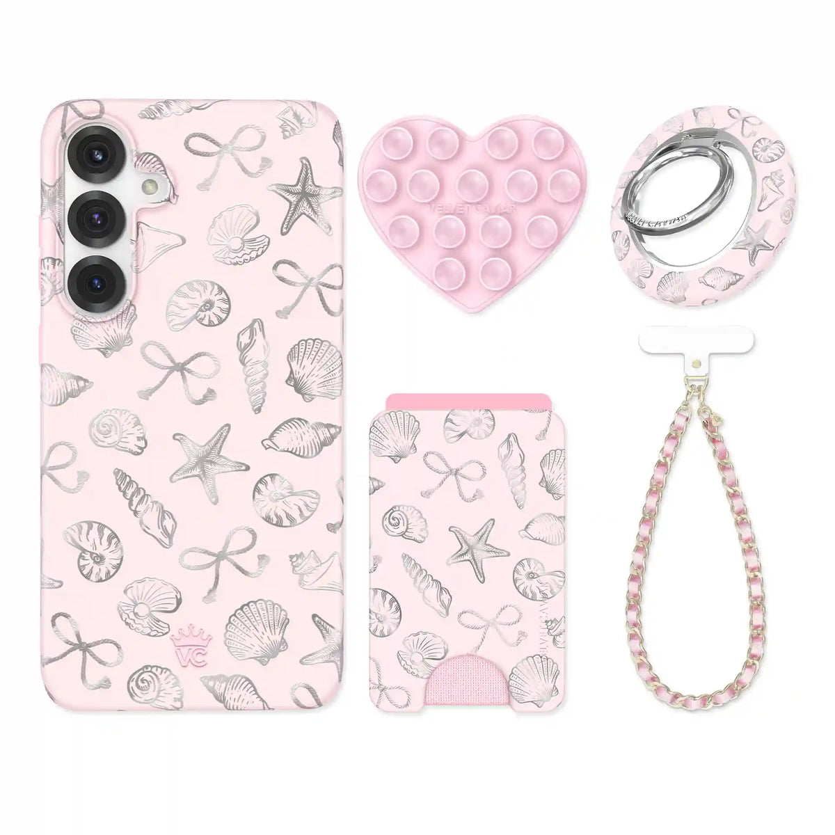 Pink Coastal Seashells Samsung Bundle Set