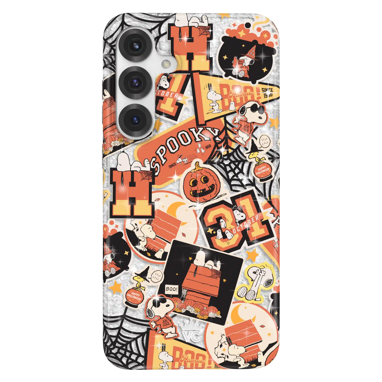 Snoopy Halloween Varsity Glitter Samsung Case