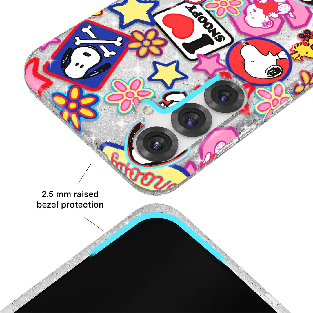Snoopy Patchwork Glitter Samsung Case