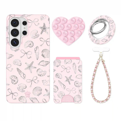 Pink Coastal Seashells Samsung Bundle Set