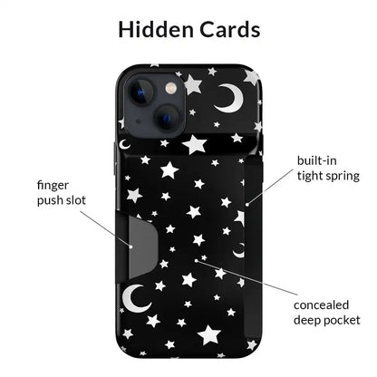 White Stars & Moon Iphone Wallet Case