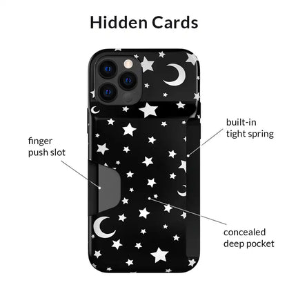 White Stars & Moon Iphone Wallet Case