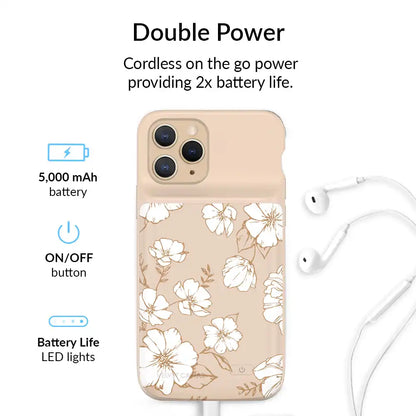 White Floral iPhone Charging Case