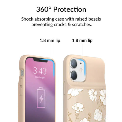 White Floral iPhone Charging Case