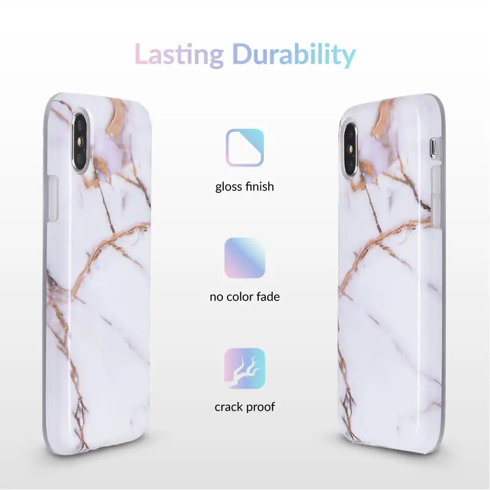 White & Gold Marble iPhone Case