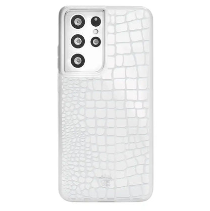 White Croc Samsung Case