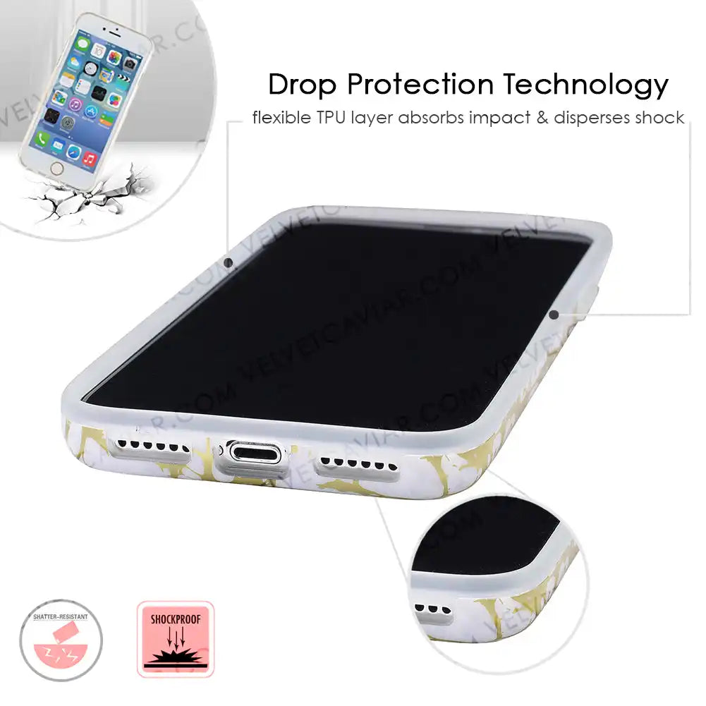 White Marble Gold Chrome iPhone Case