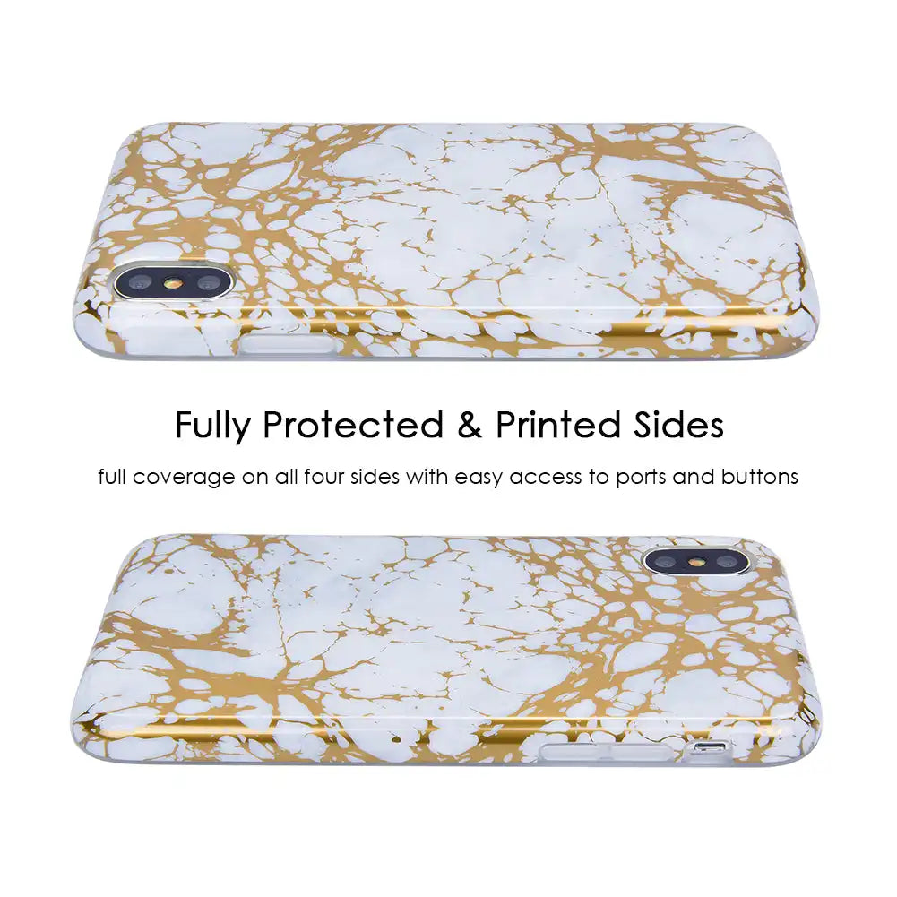 White Marble Gold Chrome iPhone Case