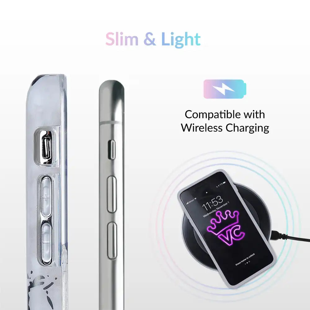 White Marble Silver Chrome iPhone Case
