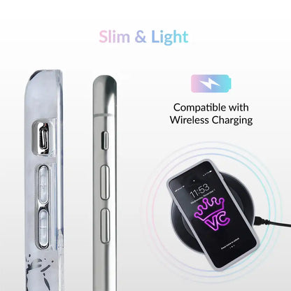White Marble Silver Chrome iPhone Case