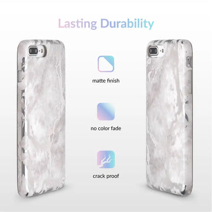 White Marble Silver Chrome iPhone Case