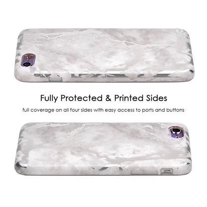 White Marble Silver Chrome iPhone Case